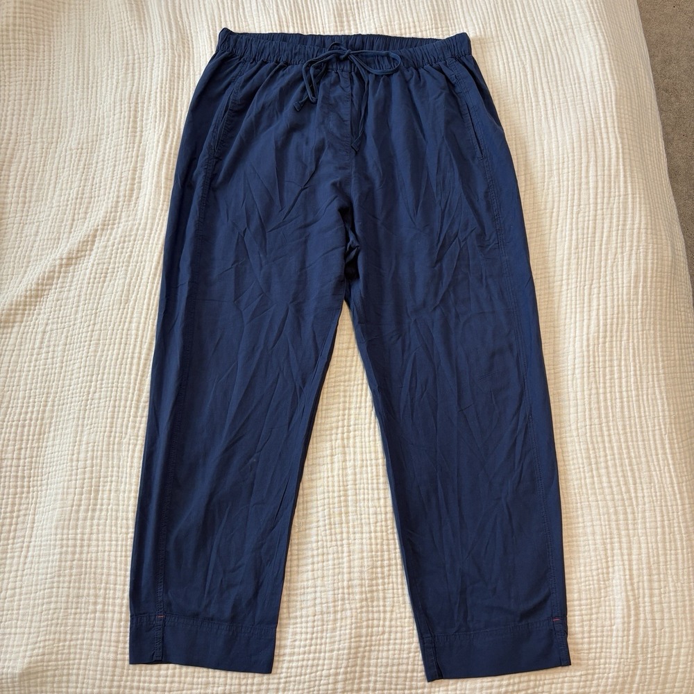Xirena Pants‎ Womens Cropped Drawstring 100% Cotton Size XL Navy Blue